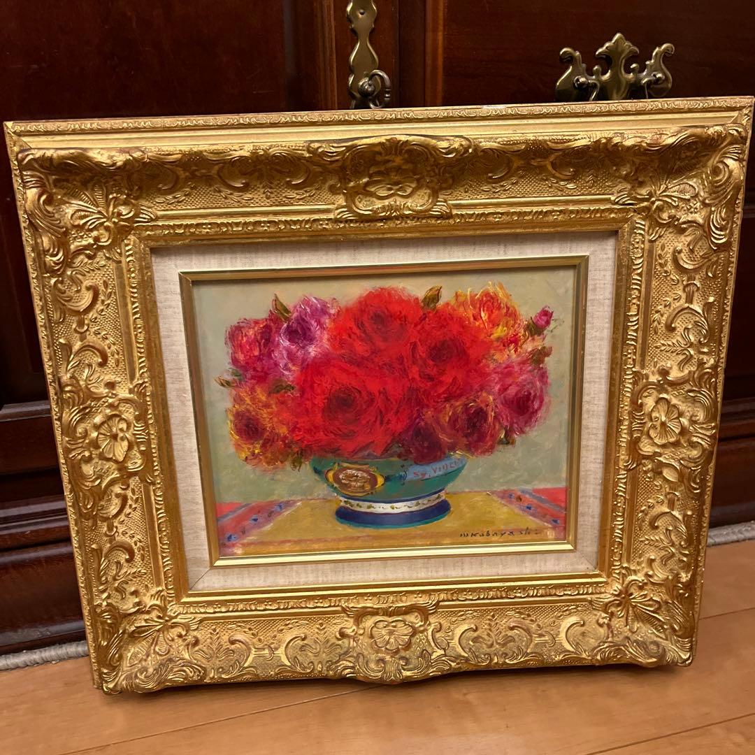 【そら】油絵画《ばら》