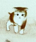 油絵 菅家令子 絵 絵画 インテリア F4-090218 可愛い子猫と女の子たち