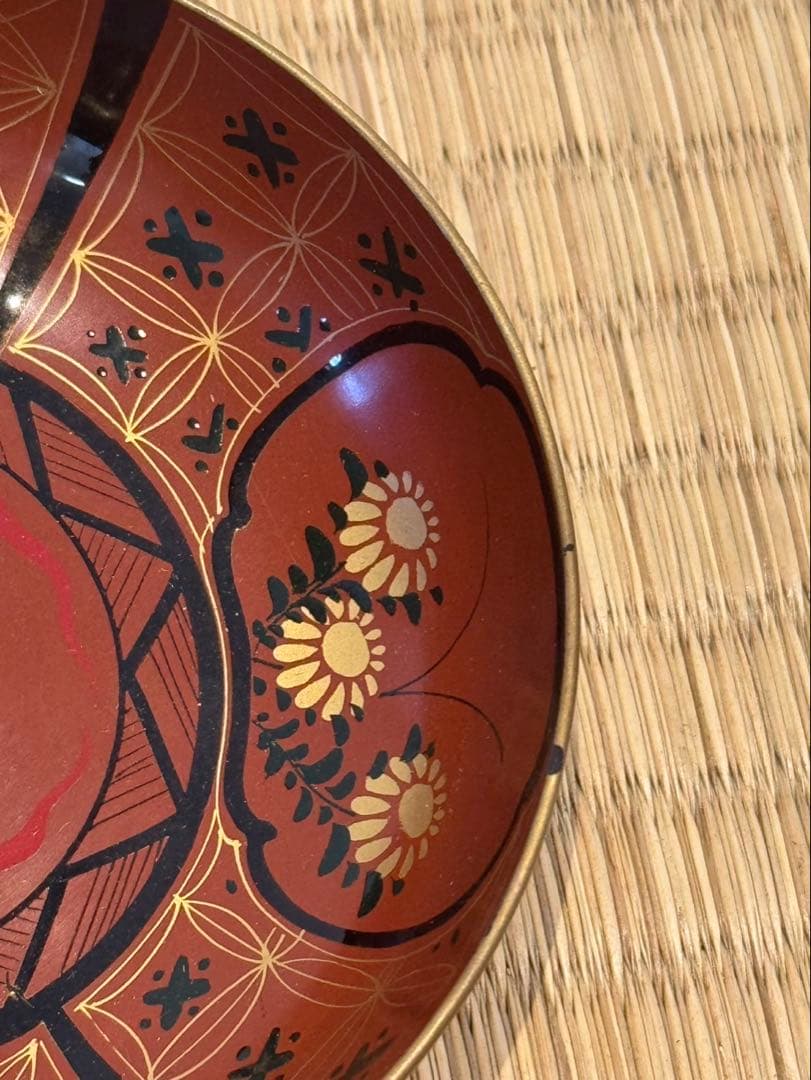 大内塗 草花 鳳凰紋 銘々皿 9客 小皿 懐石料理道具 漆器 木皿