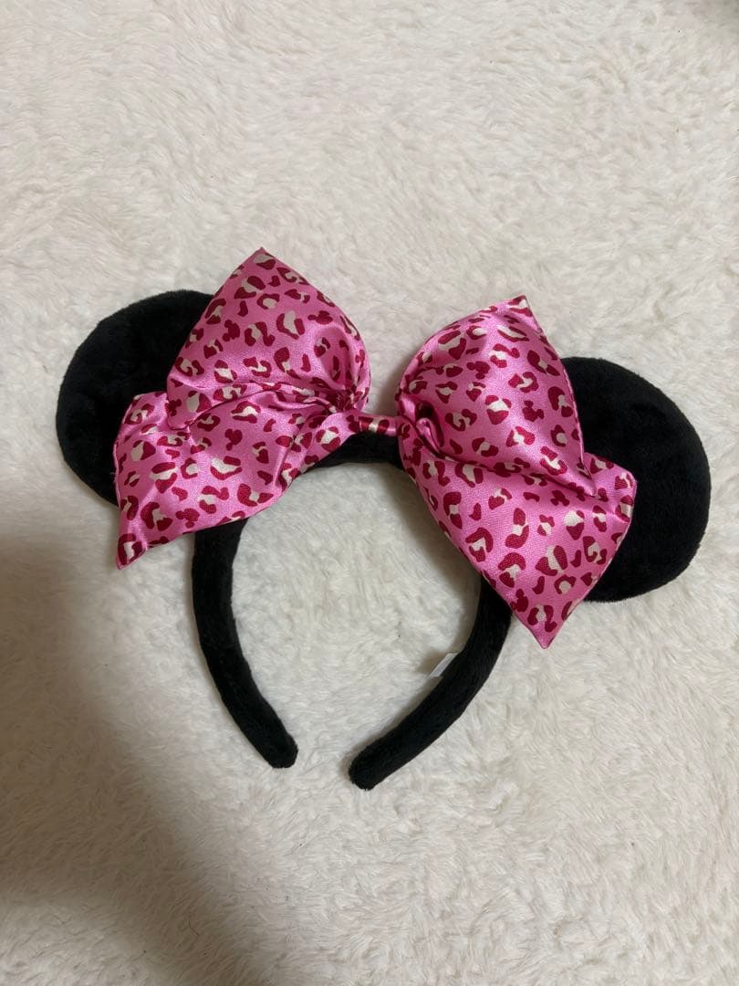 ディズニー ミニー ヒョウ柄 リボン カチューシャ 値下げOK‼️