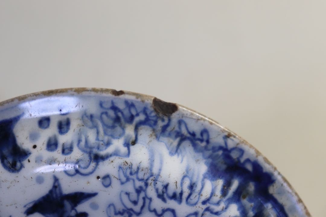 時代　染付　蓋物　菓子器　送料込み1108