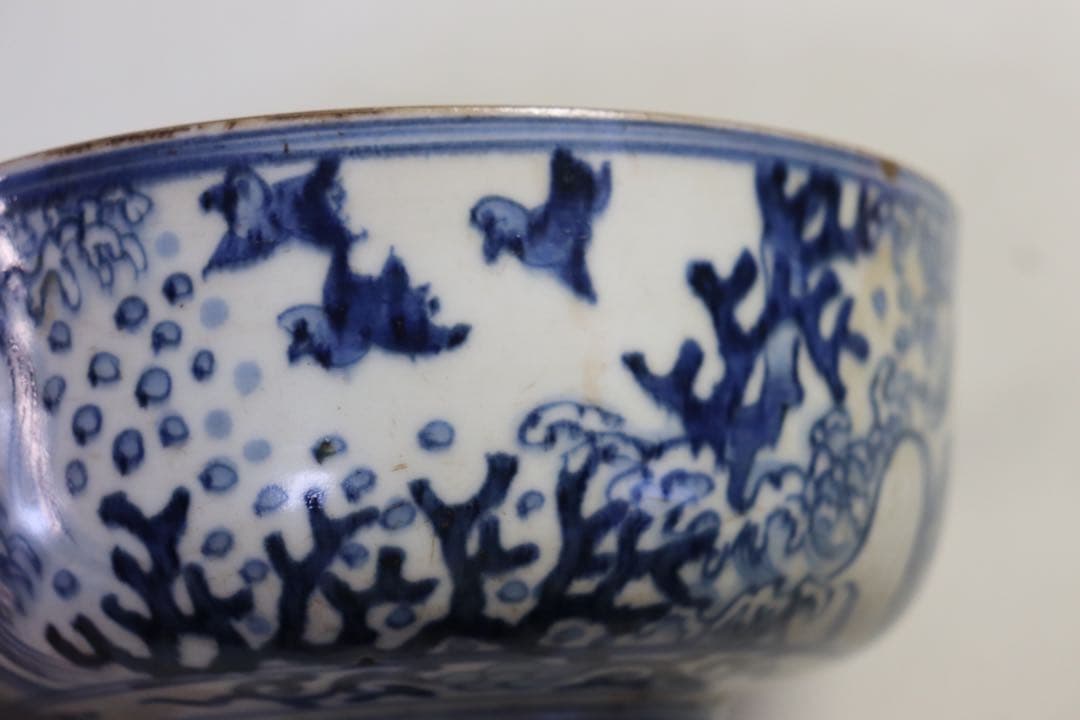 時代　染付　蓋物　菓子器　送料込み1108