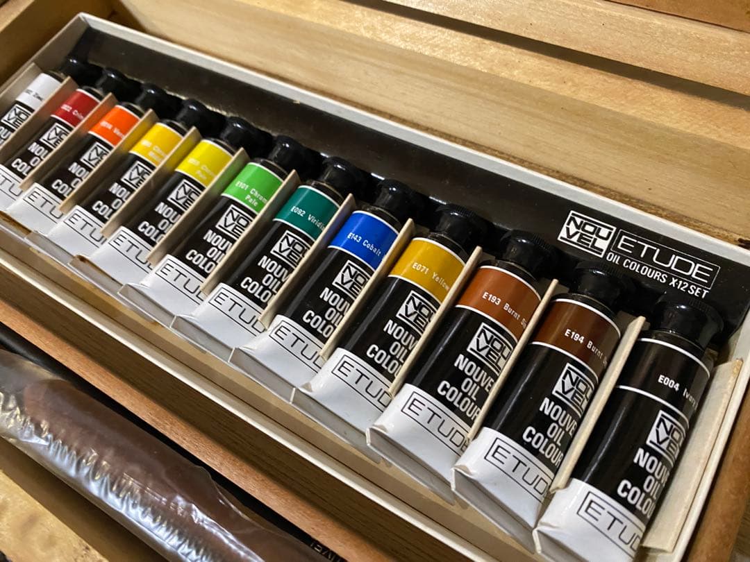 ETUDE 油絵具 12色セット 木製ケース付き