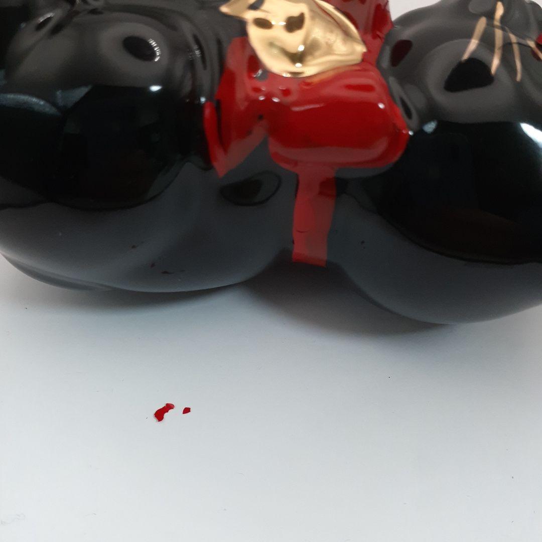 095 東海銀行ノベルティ 陶器製 リボン猫 貯金箱 2体セット 白黒 非売品