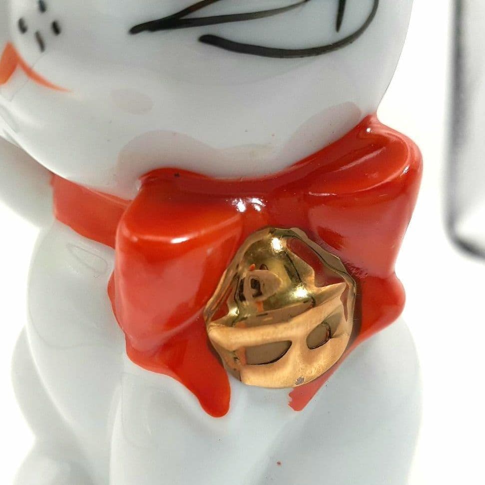 095 東海銀行ノベルティ 陶器製 リボン猫 貯金箱 2体セット 白黒 非売品