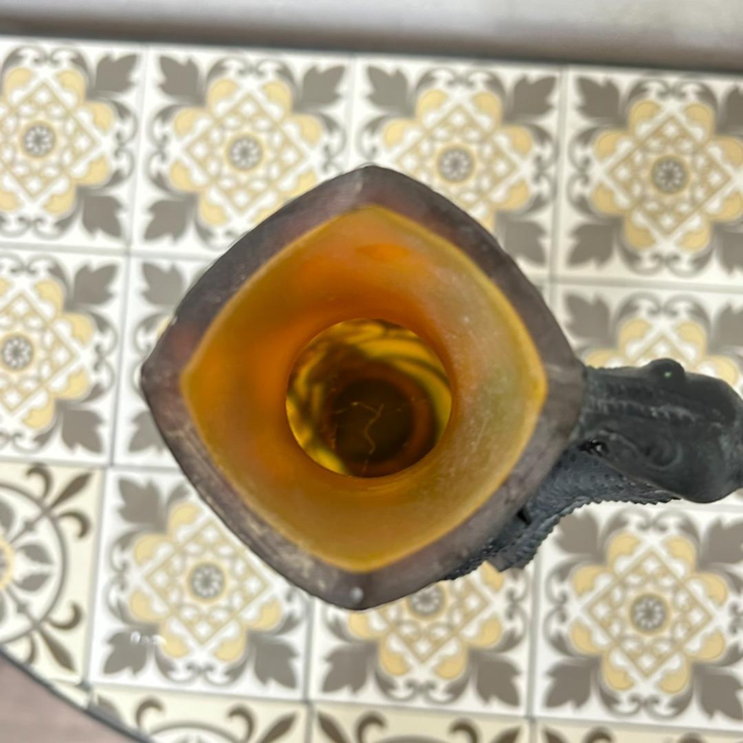 エミール　ガレ風　花瓶　被せガラス　蜥蜴紋　　 高さ30ｃｍ