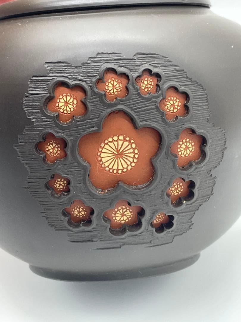 【美品】常滑焼 二代 間野舜園 茶注 急須 作彫刻文 煎茶道具 共箱 専用布付き