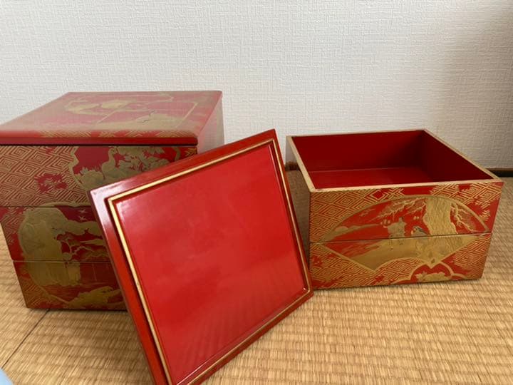 高級時代木製漆器　極上松蒔絵 五段重箱　蒔絵 超美品