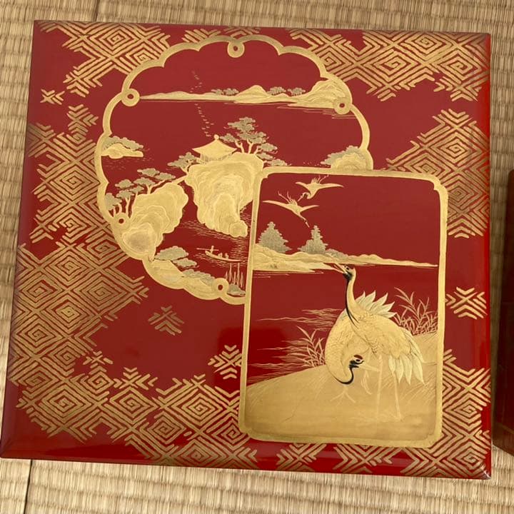 高級時代木製漆器　極上松蒔絵 五段重箱　蒔絵 超美品