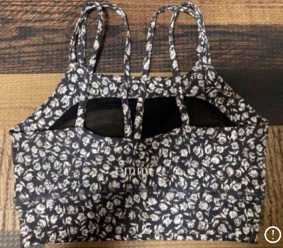 極美　emmi yoga エミヨガ　ヨガウェア　ブラック　花柄　バラ？　S