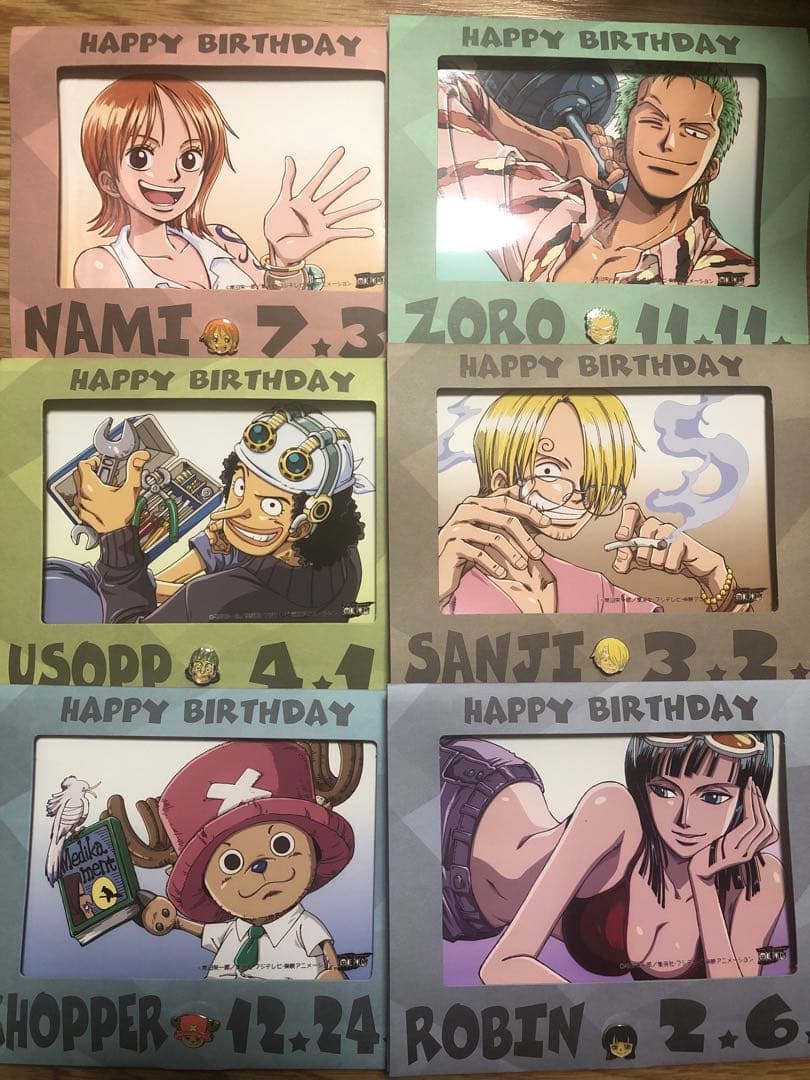 希少 初回限定 ワンピース ナミ サンジ ロビン バースデー ブロマイド ピンズ