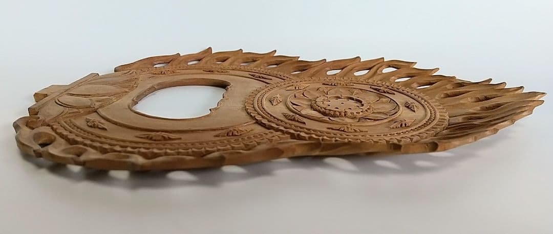 光背(3.5寸坐像用)#430 透し彫 火焔 ◆白檀 木彫 仏像付属品