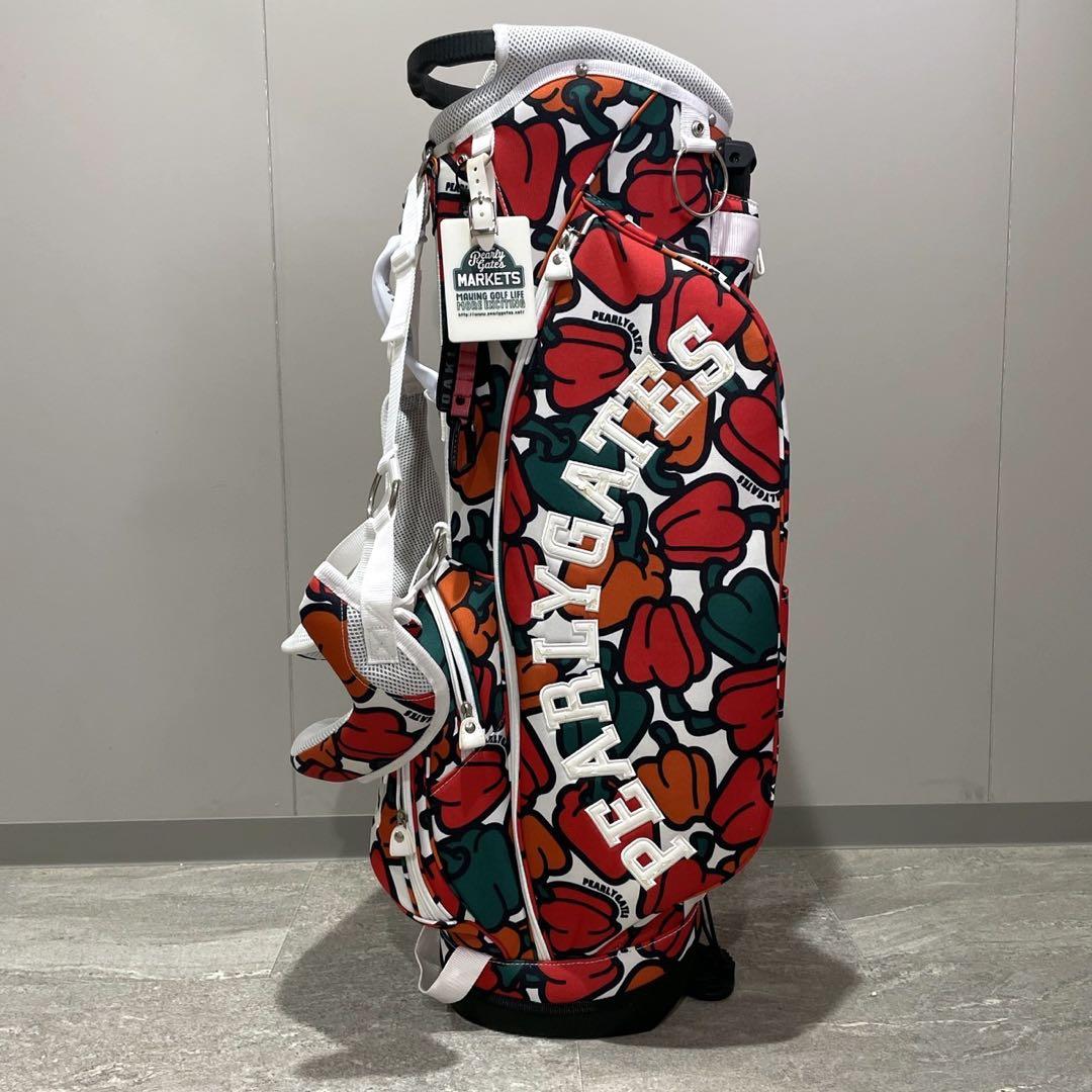 希少 パーリーゲイツ キャディバッグ パプリカ柄 ゴルフバッグ 3点式