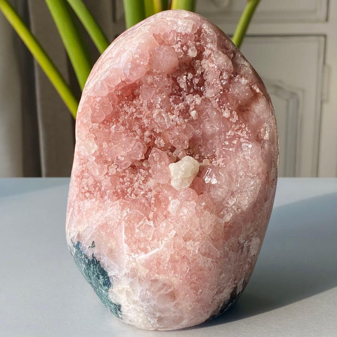 【 天然石 どっしり ピンクアメジスト 原石 ドーム 約1.1kg