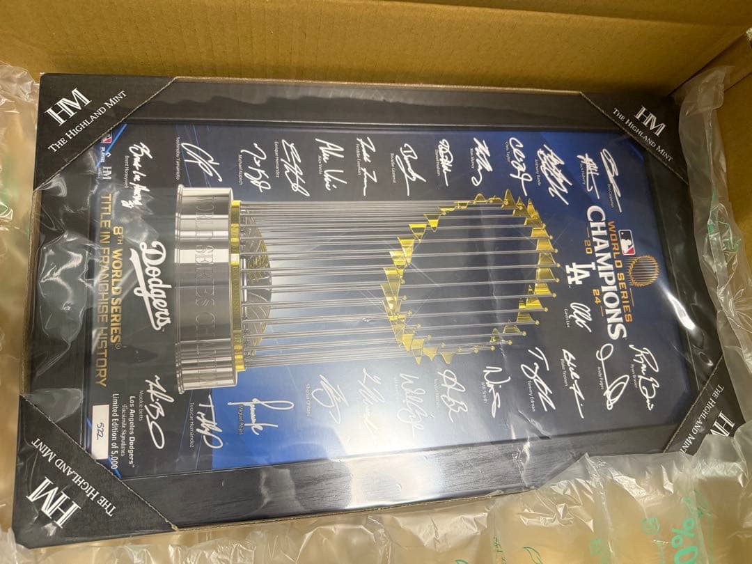 ロサンゼルス・ドジャース ワールドシリーズ記念トロフィー額