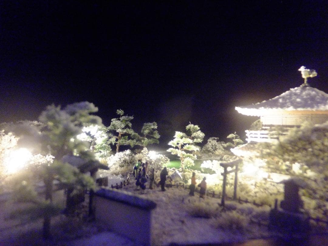 1/150・雪の銀閣寺・ジオラマ・完成品・ＬＥＤライトアップ・アクリルケース付