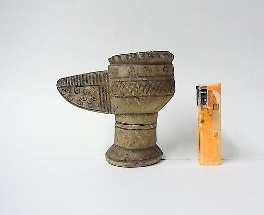 【X0402】アフガニスタン 遊牧民族　古代ランプ ( 燈明台 )　石器　彫刻品