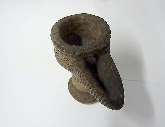 【X0402】アフガニスタン 遊牧民族　古代ランプ ( 燈明台 )　石器　彫刻品