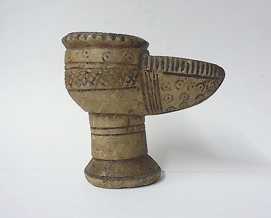 【X0402】アフガニスタン 遊牧民族　古代ランプ ( 燈明台 )　石器　彫刻品