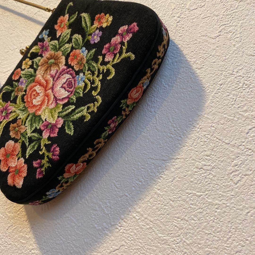 ❣️お値下げ❣️プチポアン　ニードルポイント花柄刺繍 ハンドバッグ