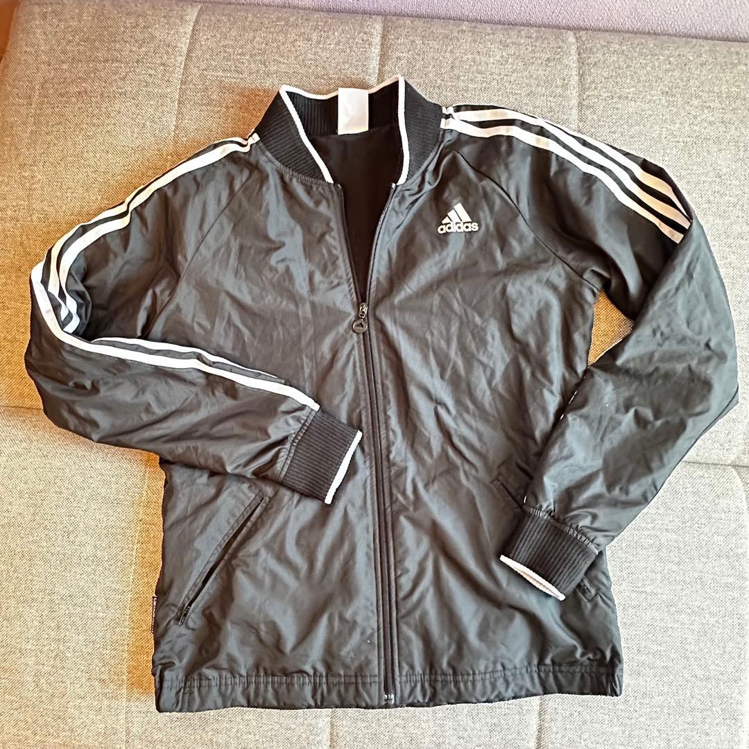 「美品」adidas 裏起毛ブラックジャージ上下セット