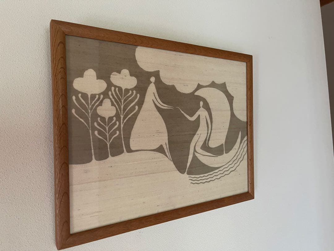 望月通陽　型染め　正絹紬