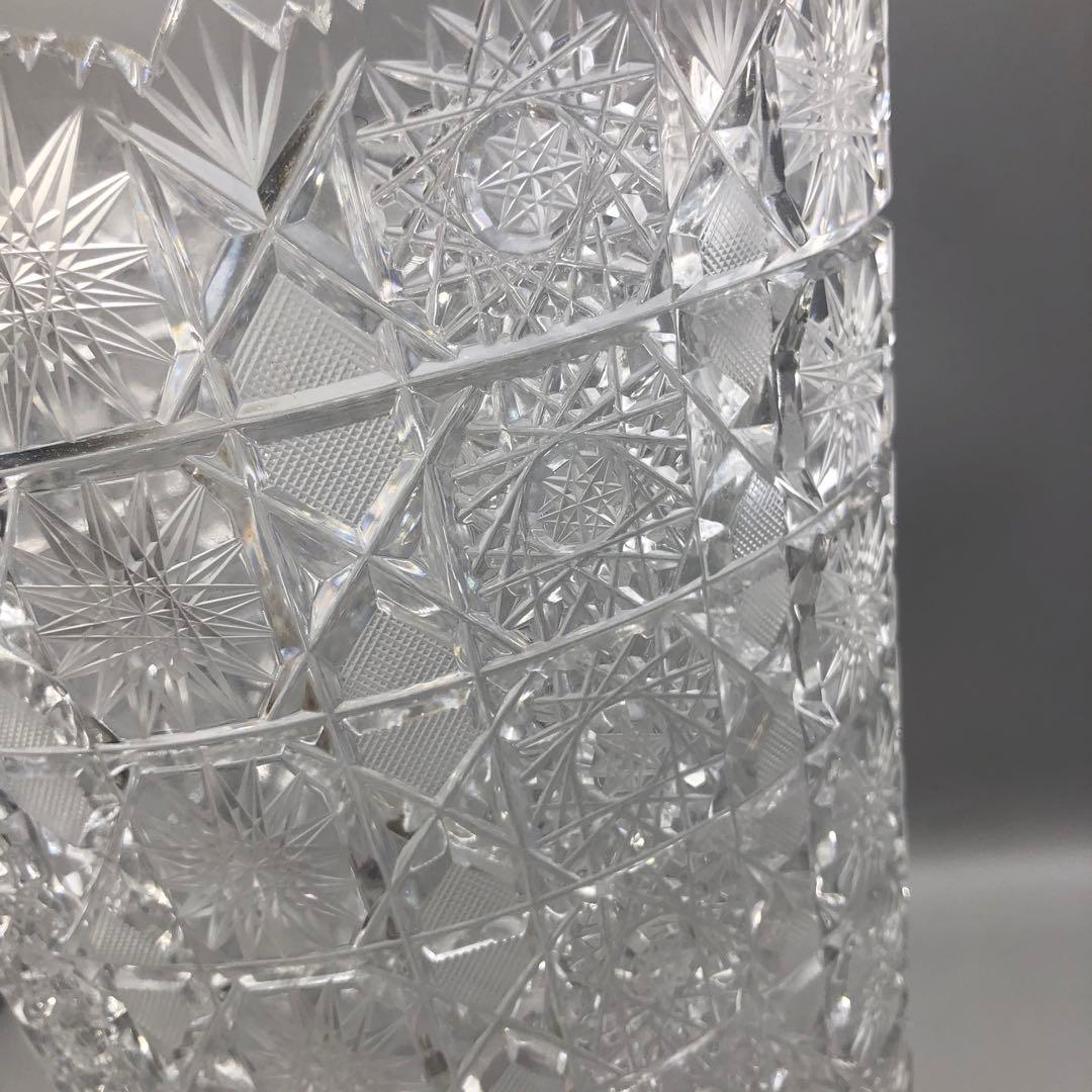 新品未使用箱入りボヘミアクリスタルカットフラワーベース花瓶31cm高級工芸品