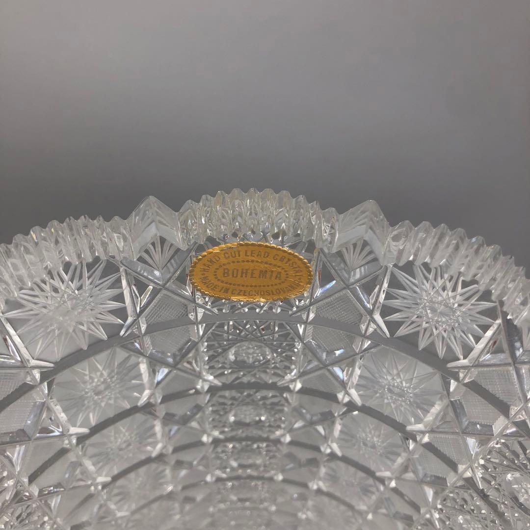 新品未使用箱入りボヘミアクリスタルカットフラワーベース花瓶31cm高級工芸品