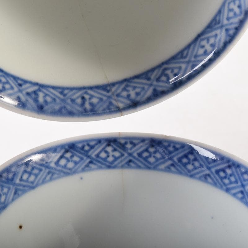 伊万里焼　古伊万里　富貴長春　染付花文　煎茶碗　四客　7685