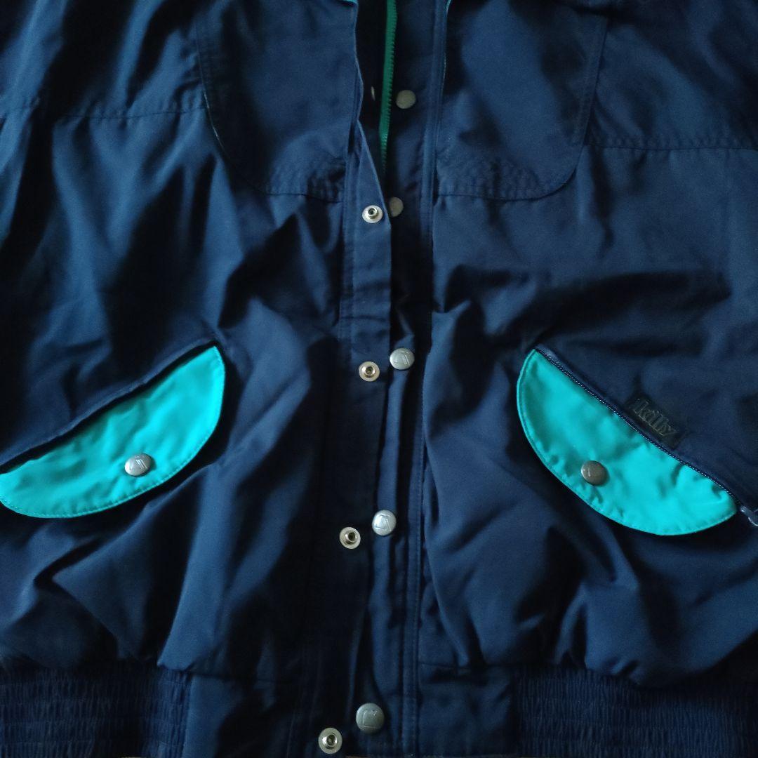 アシックス　KITTY ネイビー グリーン ボンバージャケット スキーウェアー