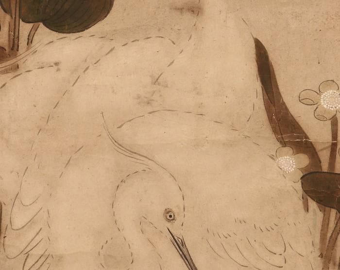 【名品】★狩野永徳 『蓮華白鷺図』 検） 狩野尚信 狩野探幽 豊臣秀吉 織田信長