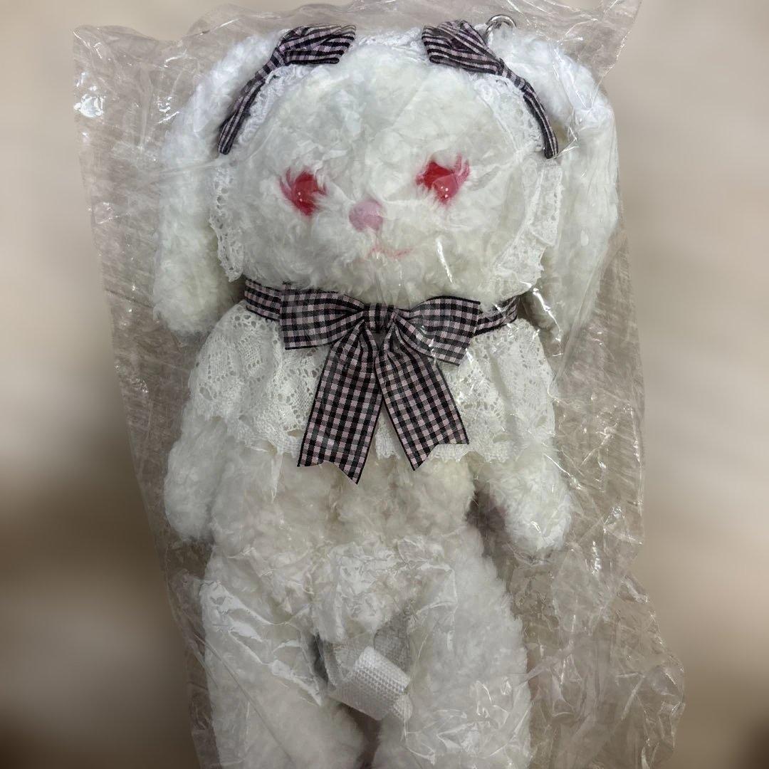 BABY 原宿限定 うさくみゃちゃんポシェット ピンク×黒ギンガムリボン