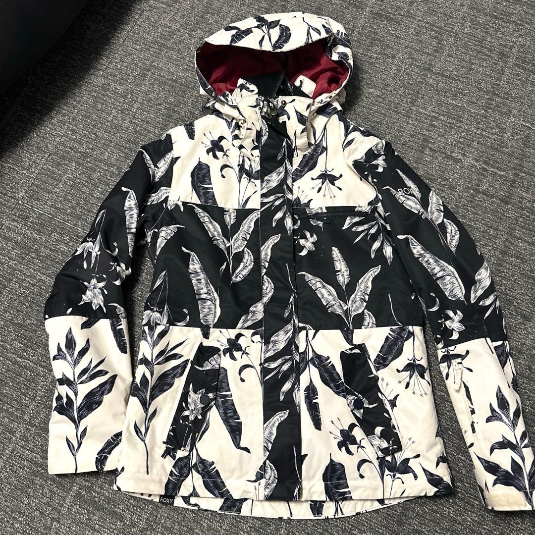 ROXY スノーボードウェア スキーウェア　オフホワイト 黒 柄 Mサイズ