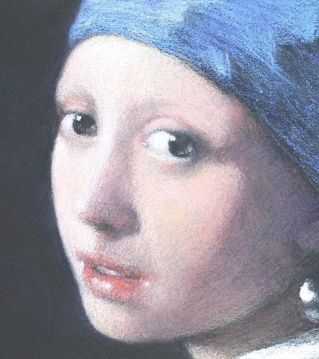 井上 司　フェルメール「青いターバンの少女」模写　パステル画　F8