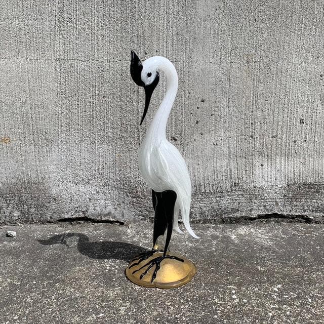 Salviati｜murano/ムラーノ｜ガラスオブジェクト｜白黒｜鳥｜