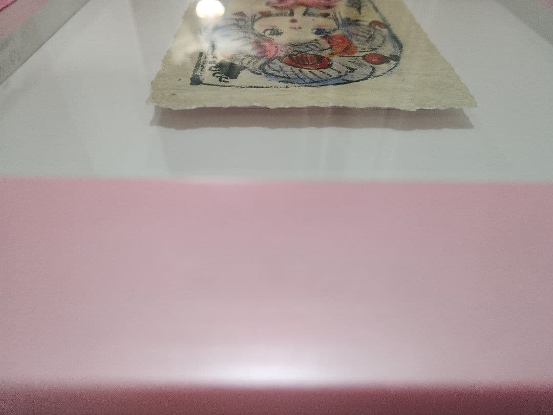 水森亜土　版画　和紙　あちきは～ん　オリジナルピンク額　最終価格