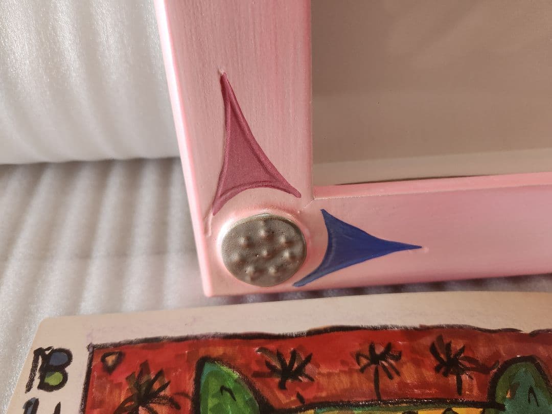 水森亜土　版画　和紙　あちきは～ん　オリジナルピンク額　最終価格