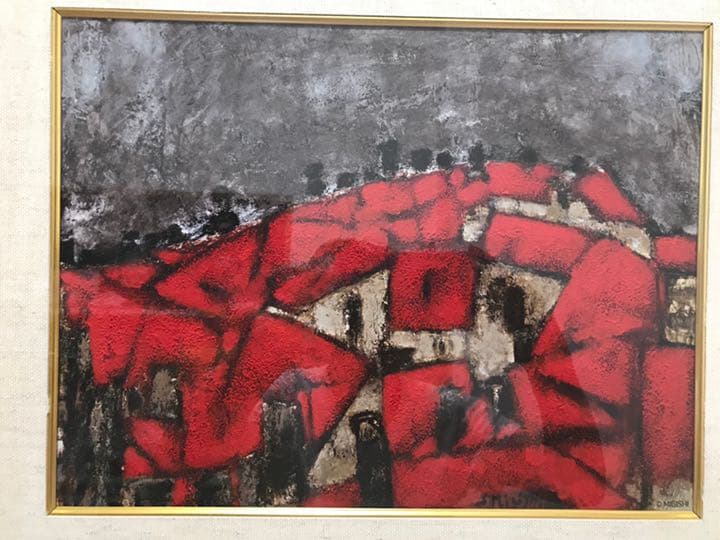 複製画 三岸節子 「雷が来る」額縁付き