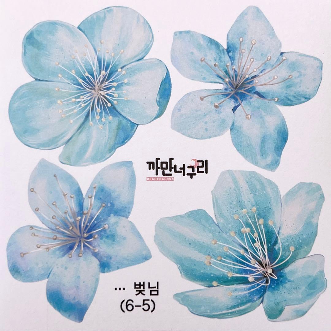 F11.装飾ステッカー　韓国作家　黒いたぬき　花ステッカー　バラ売り〇　桜