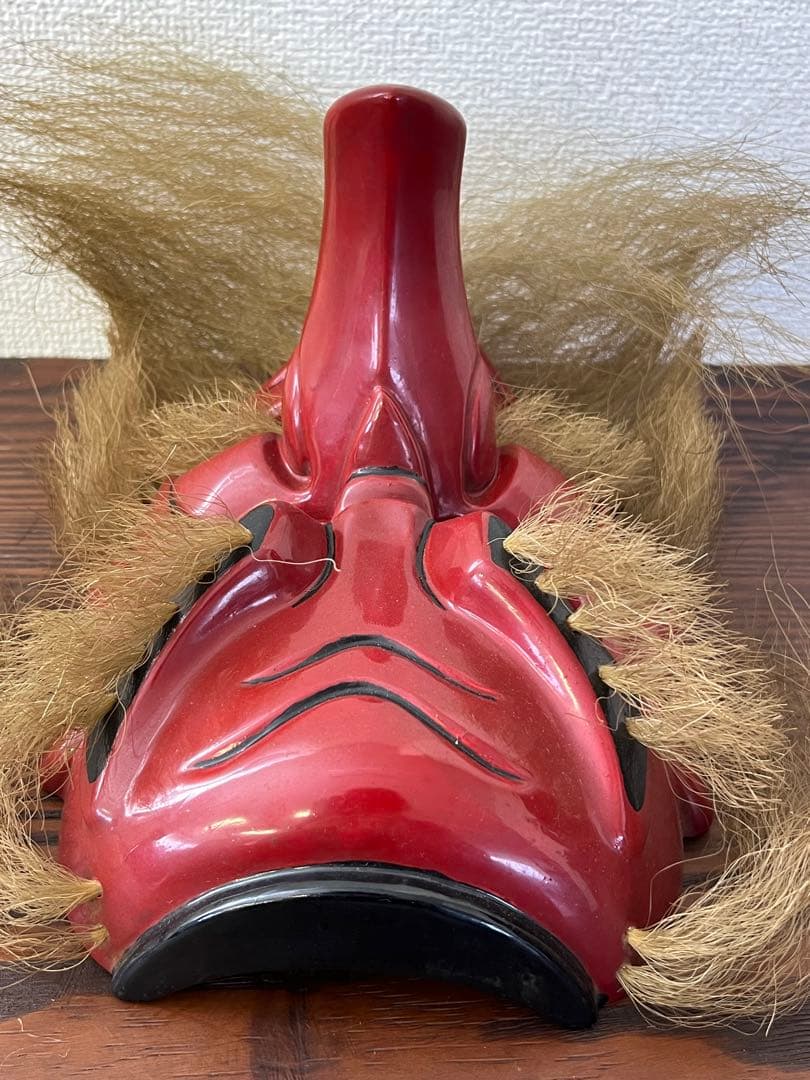 備中神楽面　猿田彦命　天狗面　木彫　中川剛山作