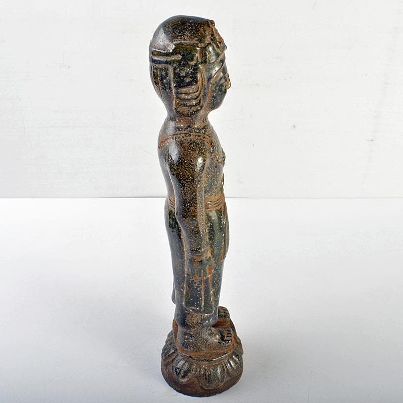 仏教美術　漢緑釉観音像　仏像　置物　C　R6929