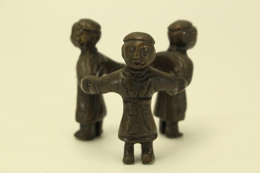 茶道具 唐金 浄益 建水 三唐子 蓋置 二個(BB479)