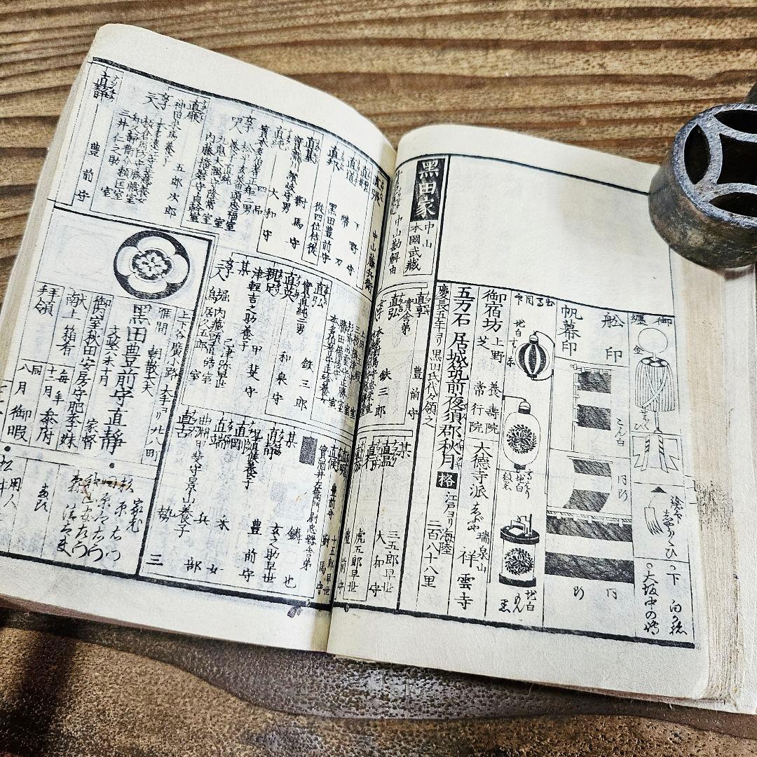 xo9468 古い和本 嘉永武鑑 尾張松平毛利他 旗本 家紋 古文書 史料 古書