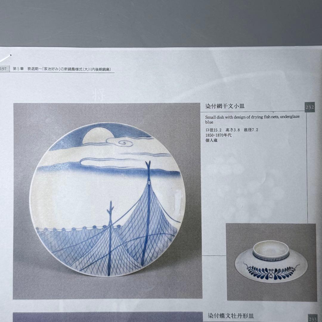 後期鍋島　1850-1870年代　染付網干文皿　古美術　献上鍋島図録掲載　名品