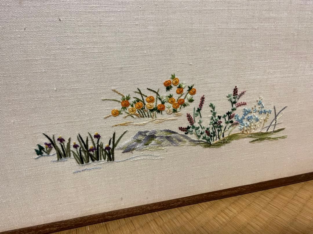 枕屏風　衝立 仕切り 刺繍 アンティーク 骨董