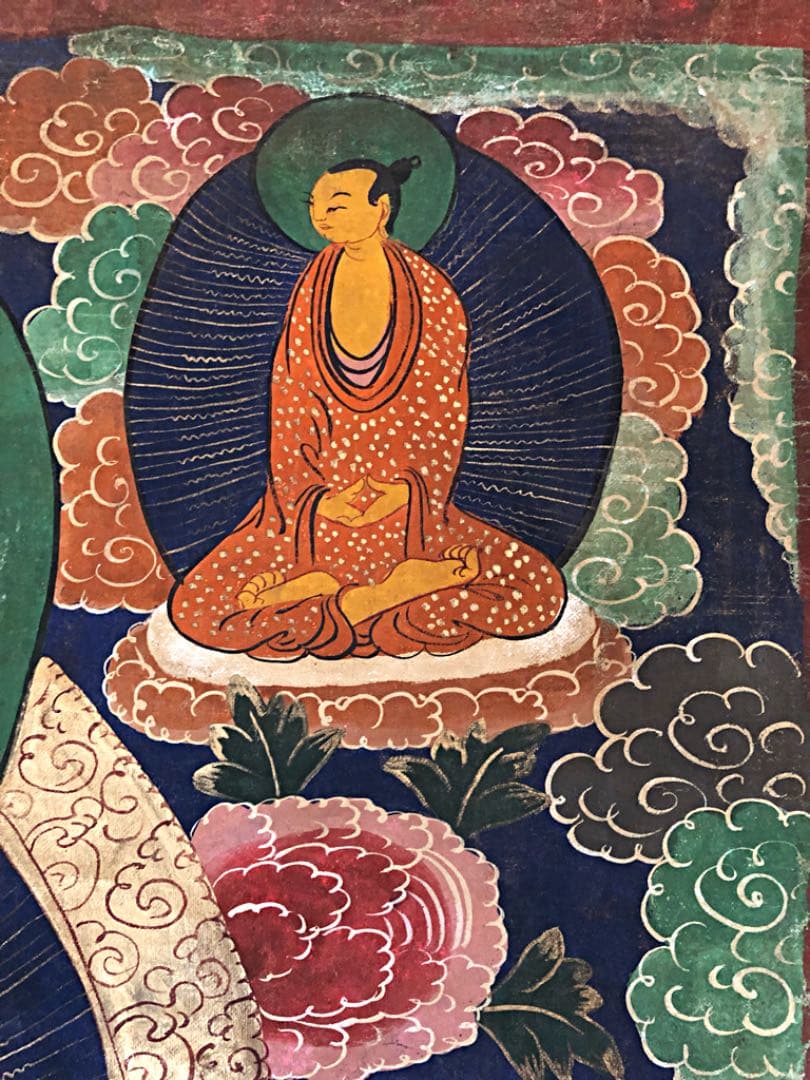 ② 中国 仏教美術 唐物 明代 分院 伝世品 曼荼羅 古玩 タンカ 金彩装飾