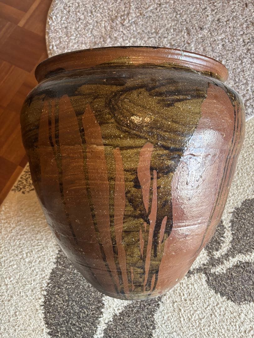 丹波焼　赤土部灰釉甕　大壺 時代物 骨董品アンティーク