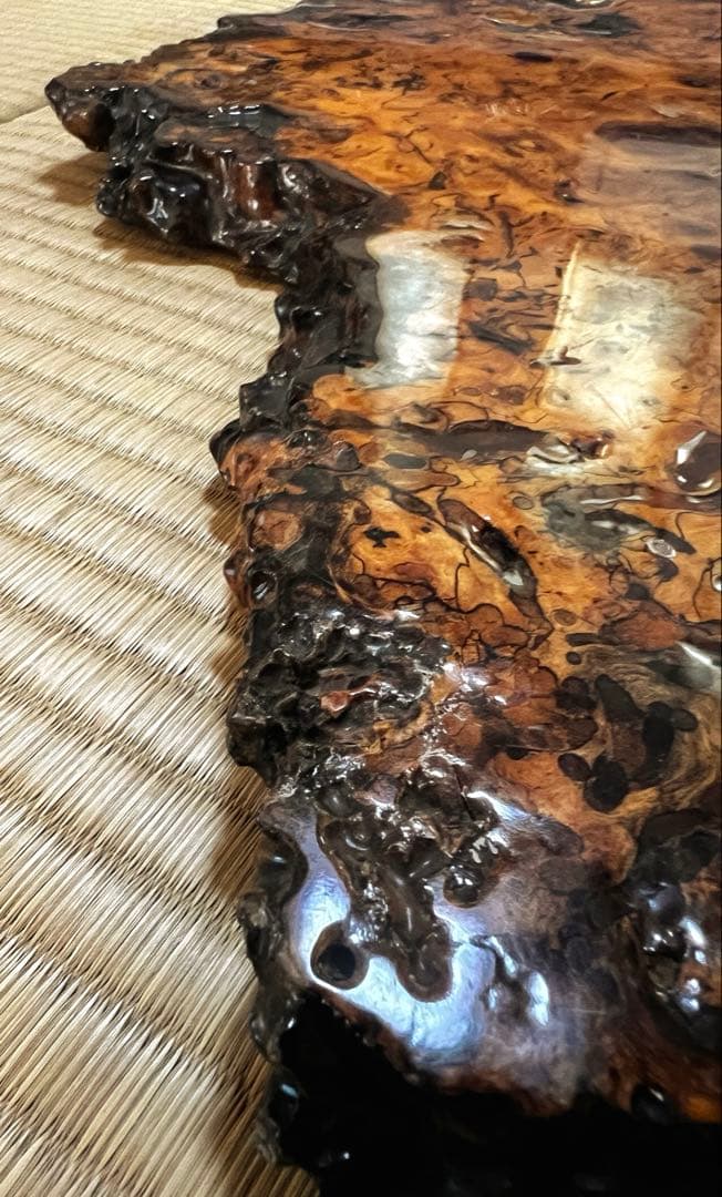 天然時代木 花梨 玉杢 瘤 花台 香台 盆栽台 敷板 64㎝