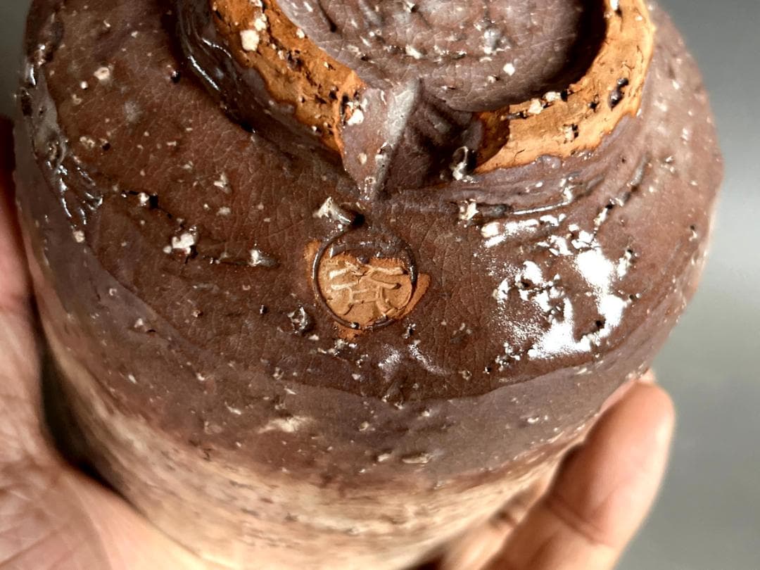 茶碗■筒茶碗「斎藤一斉」萩焼窯元 見島 共箱 割り高台 立ち茶碗 時代物 骨董■