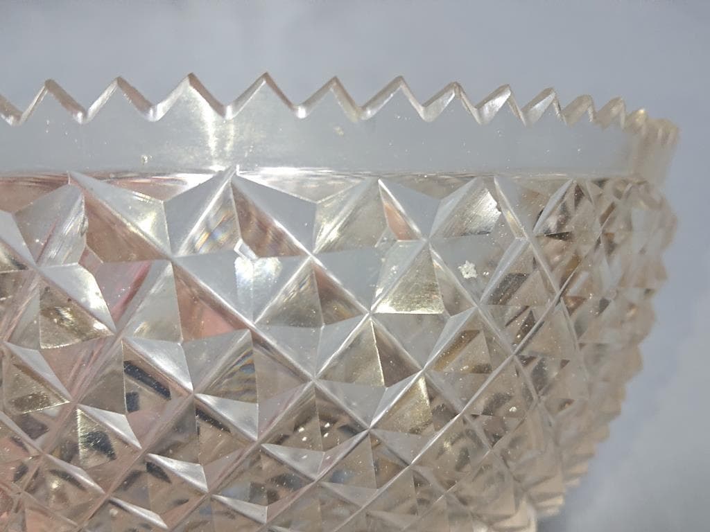 名家蔵出　江戸期　江戸切子鉢　6寸　保証